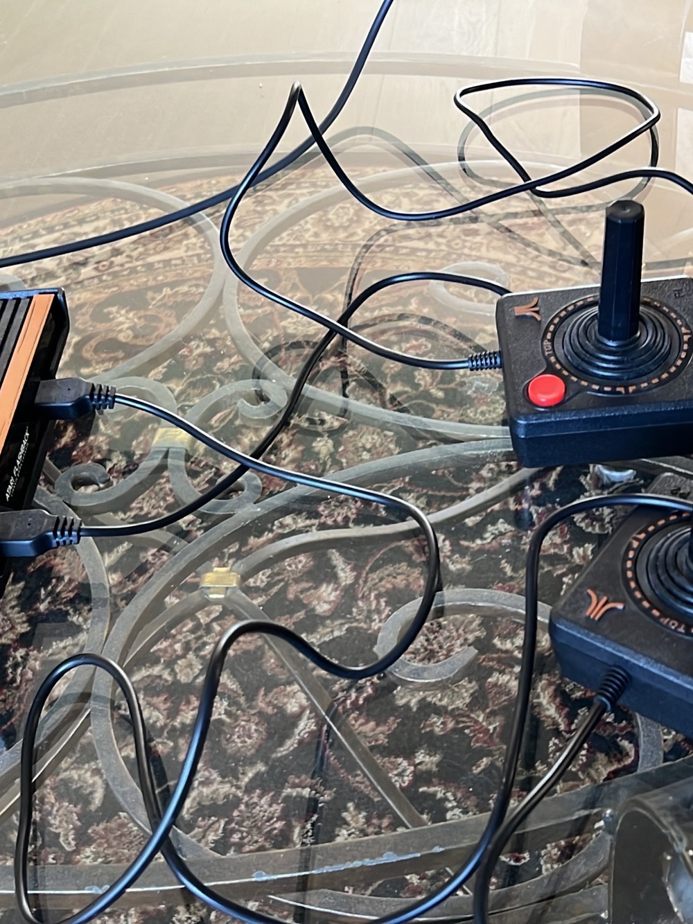 Classic Black Atari Wired Joystick Controllers  and system